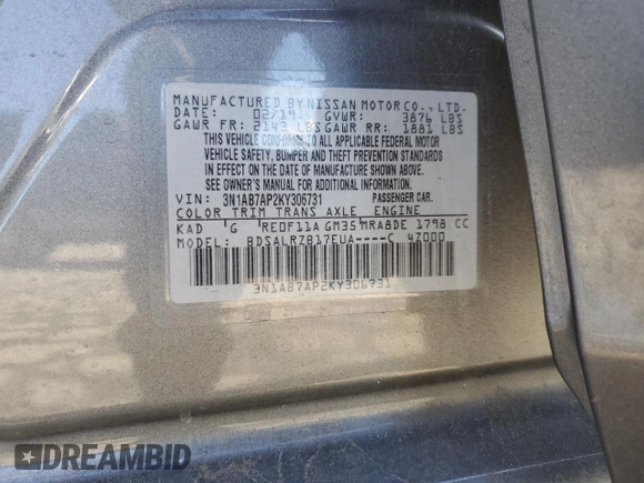 2019 Nissan Sentra SR with VIN 3N1AB7AP2KY306731, listed as a Copart auction lot 49519685 with 89,555 mi miles and Salvage Title. Bid and sale history available at carsss.com. Image 12.