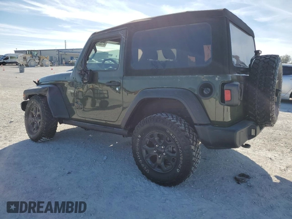 2020 Jeep Wrangler Willys with VIN 1C4GJXAG8LW285550, listed as a Copart auction lot 41337045 with 24,388 mi miles and Salvage title. Bid and sale history available at DreamBid. Image 2.