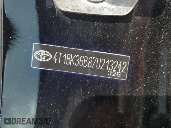 2007 Toyota Avalon XL with VIN 4T1BK36B87U213242, listed as a Copart auction lot 53956545 with Not Provided miles and Salvage Title. Bid and sale history available at DreamBid. Image 13.