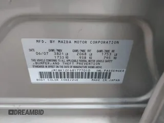 2008 Mazda 3 Sport with VIN JM1BK12F681777010, listed as a IAAI auction lot 41284049 with 127,887 mi miles and . Bid and sale history available at DreamBid. Image 9.