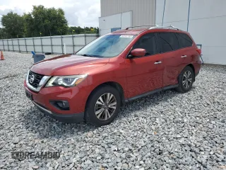 2017 Nissan Pathfinder SV with VIN 5N1DR2MM1HC909743, listed as a Copart auction lot 63197765 with 98,550 mi miles and Salvage title. Bid and sale history available at DreamBid. Image 1.