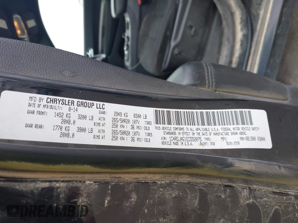 2014 Dodge Durango SXT with VIN 1C4RDJAG1EC552075, listed as a IAAI auction lot 42292301 with 122,427 mi miles and . Bid and sale history available at DreamBid. Image 9.