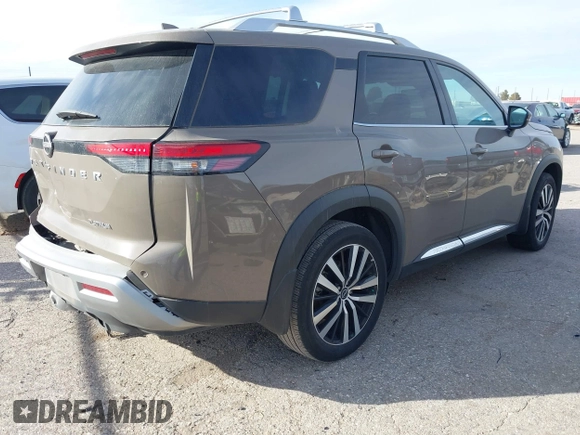 2023 Nissan Pathfinder Platinum with VIN 5N1DR3DH3PC273947, listed as a IAAI auction lot 41253438 with 13,101 mi miles and . Bid and sale history available at DreamBid. Image 4.