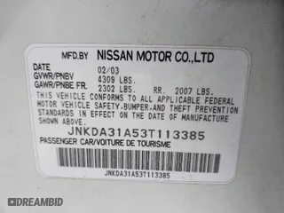 2003 Infiniti I35 Luxury with VIN JNKDA31A53T113385, listed as a IAAI auction lot 41781583 with 190,735 mi miles. Bid and sale history available at carsss.com. Image 9.