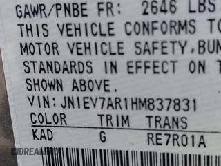 2017 Infiniti Q50 3.0t Premium with VIN JN1EV7AR1HM837831, listed as a IAAI auction lot 41818427 with 68,425 mi miles. Bid and sale history available at carsss.com. Image 9.