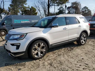 2018 Ford Explorer Platinum with VIN 1FM5K8HT4JGA64432, listed as a Copart auction lot 46994905 with 107,230 mi miles and Salvage Title. Bid and sale history available at carsss.com. Image 1.