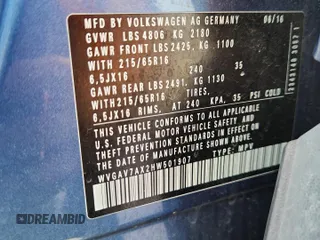 2017 Volkswagen Tiguan S with VIN WVGAV7AX2HW501907, listed as a Copart auction lot 64880705 with 82,592 mi miles and Clean title. Bid and sale history available at DreamBid. Image 13.