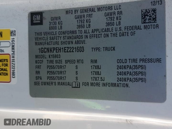 2014 Chevrolet Silverado 1500 Work Truck with VIN 1GCNKPEH1EZ221603, listed as a Copart auction lot 53696825 with 90,190 mi miles and Clean Title. Bid and sale history available at DreamBid. Image 12.