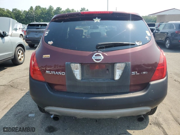 2005 Nissan Murano S with VIN JN8AZ08W65W429140, listed as a Copart auction lot 62570394 with 221,508 mi miles and Clean Title. Bid and sale history available at carsss.com. Image 6.