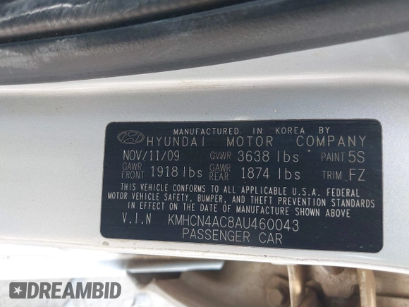 2010 Hyundai Accent GLS с VIN KMHCN4AC8AU460043, выставлен на аукционе IAAI как лот 42353548 с пробегом 139 280 миль миль и . История ставок и продаж доступна на DreamBid. Изображение 9.