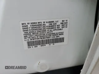 2012 Honda Pilot EX-L with VIN 5FNYF4H78CB070507, listed as a Copart auction lot 58354005 with 171,770 mi miles and Salvage title. Bid and sale history available at DreamBid. Image 13.