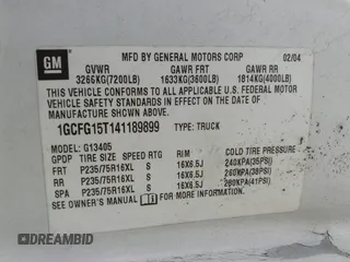 2004 Chevrolet Express Cargo z VIN 1GCFG15T141189899, wystawiony jako IAAI lot #42134101 z przebiegiem 191 632 mil mil oraz . Historia ofert i sprzedaży dostępna na DreamBid. Obrazek 9.