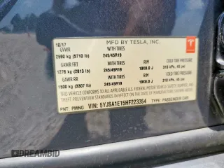 2017 Tesla Model S 60 with VIN 5YJSA1E15HF223354, listed as a Copart auction lot 60064725 with 60,403 mi miles and Salvage title. Bid and sale history available at DreamBid. Image 13.
