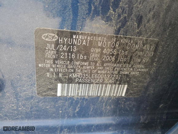 2013 Hyundai Elantra GT with VIN KMHD35LE6DU137211, listed as a Copart auction lot 52999105 with 129,612 mi miles and Clean Title. Bid and sale history available at carsss.com. Image 12.