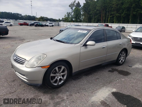 2003 Infiniti G35 w/Leather with VIN JNKCV51EX3M314563, listed as a Copart auction lot 72418514 with 218,606 mi miles and Salvage Title. Bid and sale history available at DreamBid. Image 1.