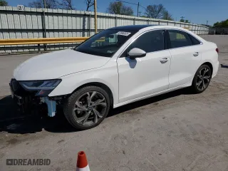 2022 Audi A3 Premium with VIN WAUGUDGY0NA057433, listed as a Copart auction lot 52966505 with 13,189 mi miles and Salvage Title. Bid and sale history available at carsss.com. Image 1.