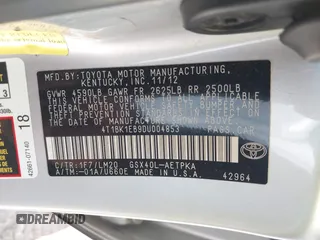 2013 Toyota Avalon XLE with VIN 4T1BK1EB9DU004853, listed as a IAAI auction lot 42018406 with 139,566 mi miles and . Bid and sale history available at DreamBid. Image 9.
