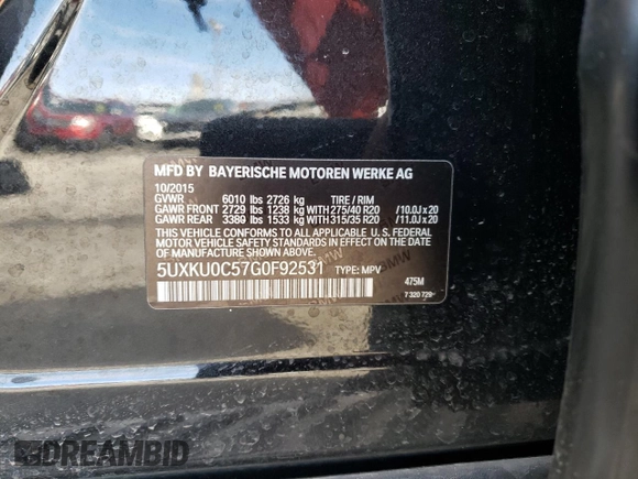 2016 BMW X6 sDrive35i with VIN 5UXKU0C57G0F92531, listed as a Copart auction lot 43775093 with 103,814 mi miles. Bid and sale history available at carsss.com. Image 14.