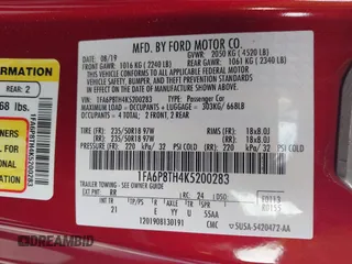 2019 Ford Mustang EcoBoost с VIN 1FA6P8TH4K5200283, выставлен на аукционе IAAI как лот 40826151 с пробегом 47 151 миль миль и . История ставок и продаж доступна на DreamBid. Изображение 9.