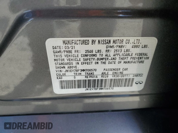 2021 Infiniti Q50 Luxe z VIN JN1EV7BP3MM706570, wystawiony jako Copart lot #52813045 z przebiegiem 13 354 mil mil oraz Szkoda całkowita • Salvage title. Historia ofert i sprzedaży dostępna na DreamBid. Obrazek 13.