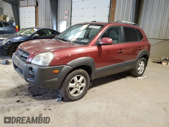 2005 Hyundai Tucson GLS with VIN KM8JN72D45U127165, listed as a Copart auction lot 64548104 with 127,234 mi miles and Salvage Title. Bid and sale history available at carsss.com. Image 1.