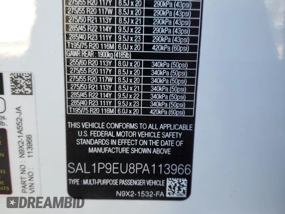 2023 Land Rover Range Rover Sport SE with VIN SAL1P9EU8PA113966, listed as a Copart auction lot 82276974 with 7,268 mi miles and Salvage Title. Bid and sale history available at DreamBid. Image 14.