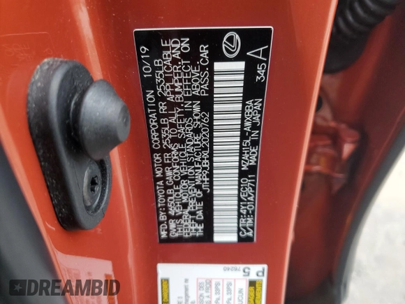 2020 Lexus UX 250h z VIN JTHP9JBHXL2020762, wystawiony jako Copart lot #52128145 z przebiegiem 33 651 mil mil oraz Szkoda całkowita • Salvage title. Historia ofert i sprzedaży dostępna na DreamBid. Obrazek 14.