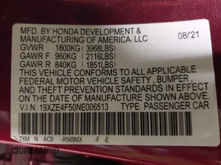 2022 Honda Insight EX with VIN 19XZE4F50NE006513, listed as a IAAI auction lot 42025779 with 17,457 mi miles and . Bid and sale history available at carsss.com. Image 9.