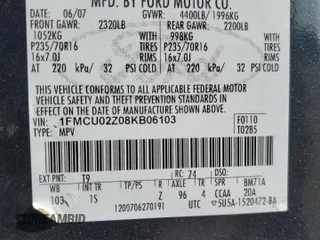 2008 Ford Escape XLS с VIN 1FMCU02Z08KB06103, выставлен на аукционе Copart как лот 60934415 с пробегом Не указан миль и Списание • Salvage title. История ставок и продаж доступна на DreamBid. Изображение 14.