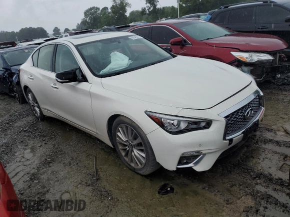 2021 Infiniti Q50 Luxe with VIN JN1EV7BP9MM705892, listed as a Copart auction lot 58545575 with Not provided miles and Salvage title. Bid and sale history available at DreamBid. Image 4.