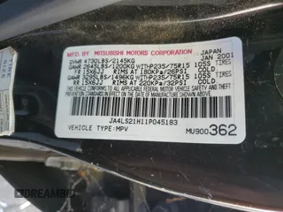 2001 Mitsubishi Montero ES z VIN JA4LS21H11P045183, wystawiony jako Copart lot #73702024 z przebiegiem 263 746 mil mil oraz Szkody całkowita. Historia ofert i sprzedaży dostępna na DreamBid. Obrazek 13.