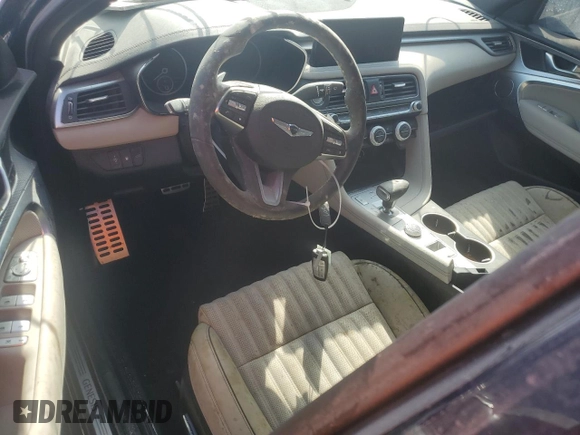 2023 Genesis G70 2.0T with VIN KMTG34TA9PU120546, listed as a Copart auction lot 75130334 with Not Provided miles and Salvage Title. Bid and sale history available at DreamBid. Image 8.