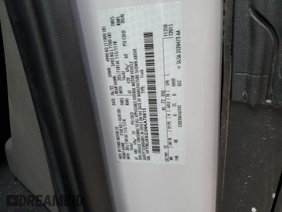 2022 Ford Transit Cargo z VIN 1FTRU8XG3NKA70813, wystawiony jako Copart lot #67283004 z przebiegiem 81 mil mil oraz Czysty tytuł • Clean title. Historia ofert i sprzedaży dostępna na DreamBid. Obrazek 13.