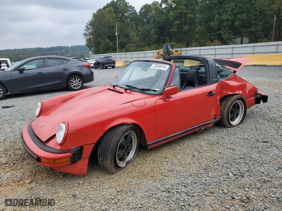 1987 Porsche 911 Carrera with VIN WP0EB0910HS161265, listed as a Copart auction lot 72954914 with 91,287 mi miles and Salvage Title. Bid and sale history available at carsss.com. Image 1.