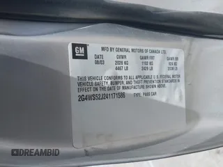 2004 Buick Century Custom with VIN 2G4WS52J241171586, listed as a IAAI auction lot 41939966 with 53,828 mi miles and . Bid and sale history available at carsss.com. Image 9.