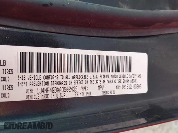 2010 Jeep Patriot Limited with VIN 1J4NF4GBXAD502439, listed as a IAAI auction lot 42265041 with 136,871 mi miles and . Bid and sale history available at DreamBid. Image 9.