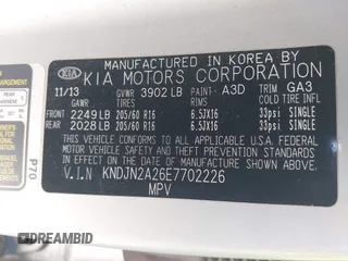 2014 Kia Soul with VIN KNDJN2A26E7702226, listed as a IAAI auction lot 42105761 with 146,670 mi miles and . Bid and sale history available at DreamBid. Image 9.