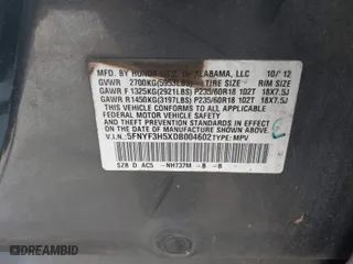 2013 Honda Pilot EX-L with VIN 5FNYF3H5XDB004602, listed as a IAAI auction lot 41625196 with 179,626 mi miles. Bid and sale history available at carsss.com. Image 9.