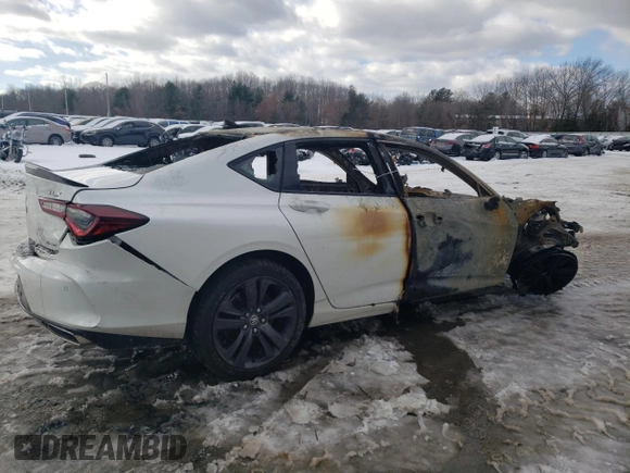 2021 Acura TLX w/A-Spec Package with VIN 19UUB6F59MA002574, listed as a Copart auction lot 44424655 with Not Provided miles and Salvage Title. Bid and sale history available at carsss.com. Image 3.