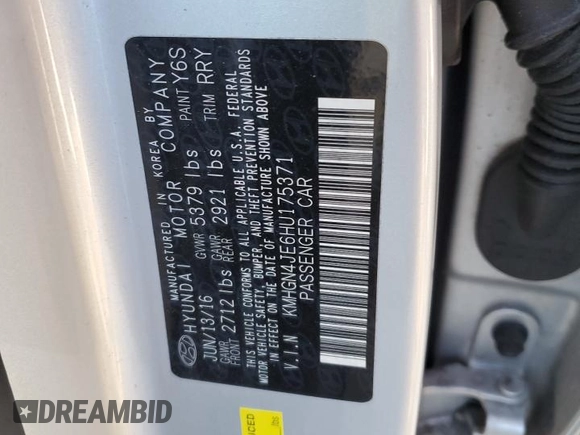 2017 Genesis G80 3.8L with VIN KMHGN4JE6HU175371, listed as a Copart auction lot 76589624 with 104,265 mi miles and Salvage Title. Bid and sale history available at carsss.com. Image 12.