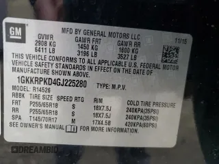 2016 GMC Acadia SLE with VIN 1GKKRPKD4GJ225280, listed as a Copart auction lot 44332045 with 354,511 mi miles and Salvage Title. Bid and sale history available at carsss.com. Image 14.