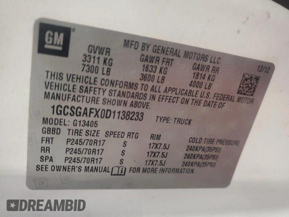 2013 Chevrolet Express Cargo z VIN 1GCSGAFX0D1138233, wystawiony jako IAAI lot #42511852 z przebiegiem 102 319 mil mil oraz . Historia ofert i sprzedaży dostępna na DreamBid. Obrazek 21.