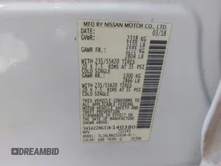 2018 Nissan Murano S with VIN 5N1AZ2MG3JN140380, listed as a IAAI auction lot 40919077 with 133,272 mi miles and . Bid and sale history available at DreamBid. Image 9.