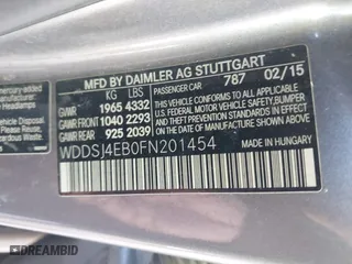 2015 Mercedes-Benz CLA-Class CLA 250 with VIN WDDSJ4EB0FN201454, listed as a IAAI auction lot 41983882 with 180,368 mi miles. Bid and sale history available at carsss.com. Image 9.