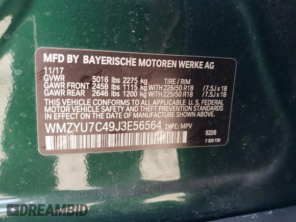 2018 MINI Countryman Cooper S E with VIN WMZYU7C49J3E56564, listed as a Copart auction lot 70389084 with 27,865 mi miles and Salvage Title. Bid and sale history available at carsss.com. Image 15.