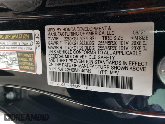 2021 Acura RDX w/A-Spec Package with VIN 5J8TC2H69ML040785, listed as a Copart auction lot 46112484 with 31,096 mi miles. Bid and sale history available at carsss.com. Image 15.