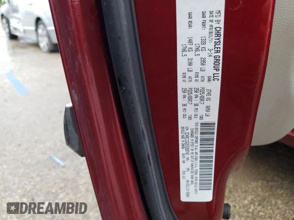 2014 Chrysler Town & Country Touring L 30th Anniversary with VIN 2C4RC1CG2ER328742, listed as a Copart auction lot 57475324 with 118,887 mi miles and Salvage Title. Bid and sale history available at DreamBid. Image 13.