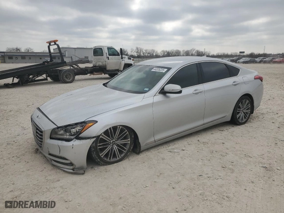 2018 Genesis G80 3.8L with VIN KMHGN4JE0JU257909, listed as a Copart auction lot 44335225 with 123,592 mi miles and Clean Title. Bid and sale history available at carsss.com. Image 1.