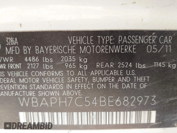 2011 BMW 3 Series 328i с VIN WBAPH7C54BE682973, выставлен на аукционе IAAI как лот 42235227 с пробегом 141 576 миль миль и . История ставок и продаж доступна на DreamBid. Изображение 9.