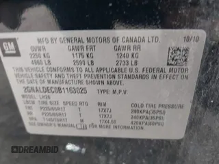 2011 Chevrolet Equinox 1LT z VIN 2GNALDEC0B1163025, wystawiony jako IAAI lot #41985811 z przebiegiem 140 217 mil mil oraz . Historia ofert i sprzedaży dostępna na DreamBid. Obrazek 9.